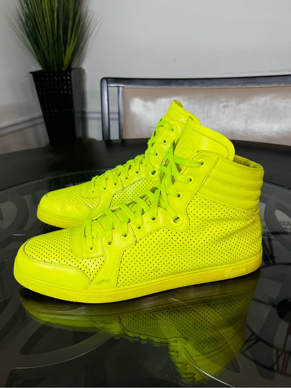 Gucci Coda Giallo Fluo Neon Yellow High-Top
Sneakers Sz 14.5